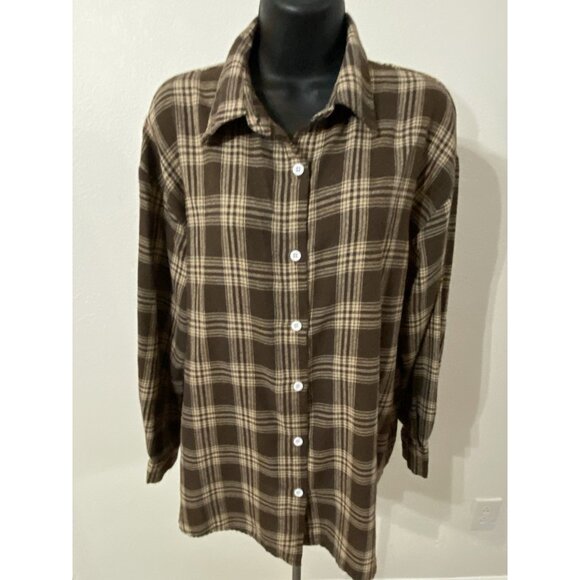 Shein Womens Size Small Shirt Long Sleeve Collared Plaid Check Button Down - Picture 1 of 9